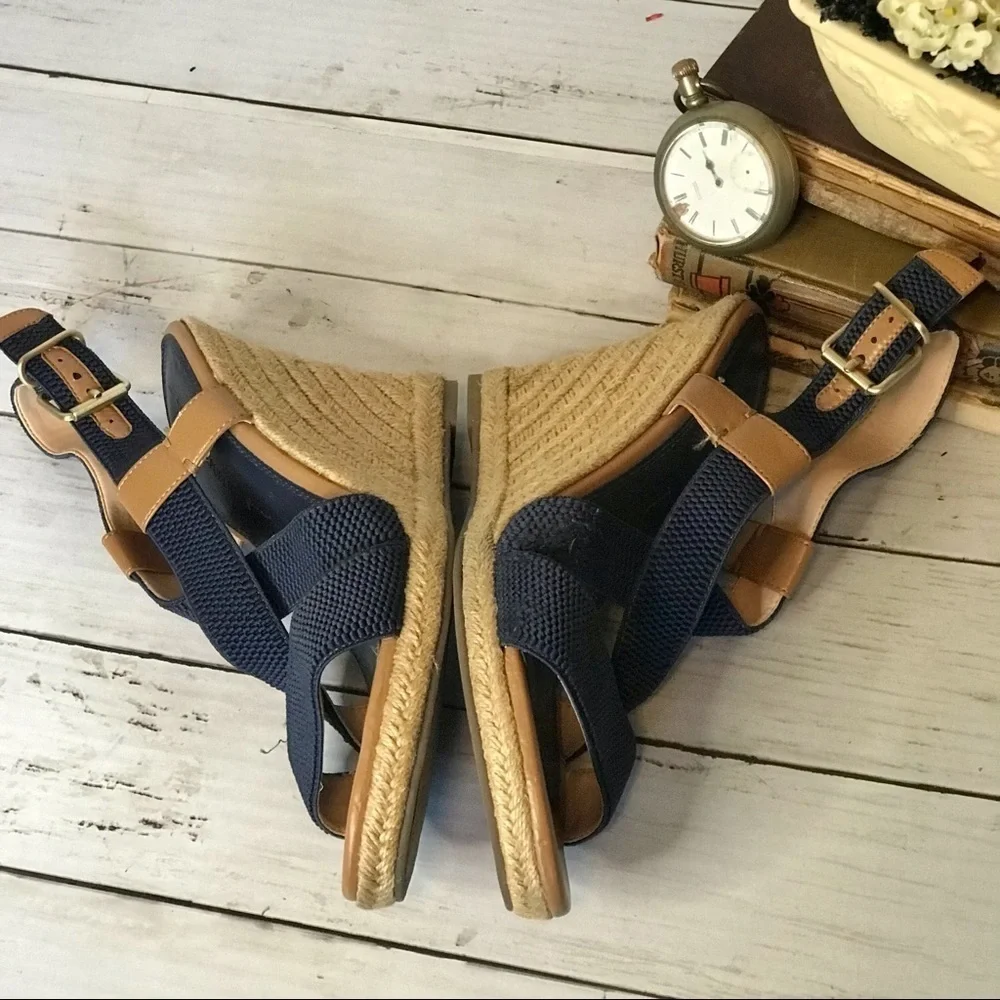 Banana Republic Navy Tecla Espadrille Wedge Sandal